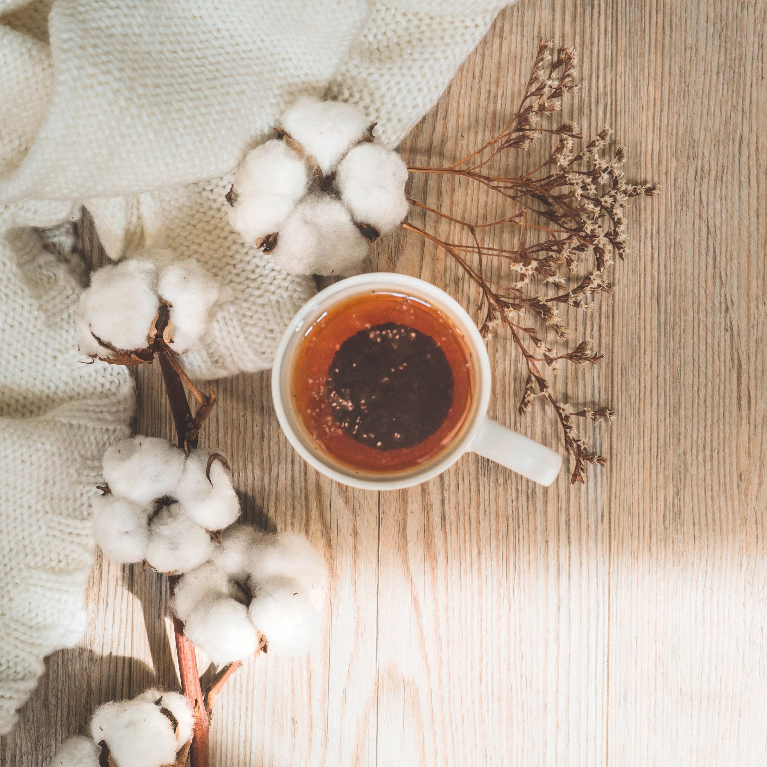 Warm tea setting representing a satisfied customer